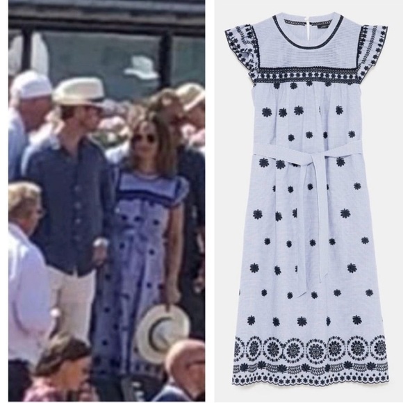 Zara | Embroidered Striped Midi Dress - Picture 8 of 8